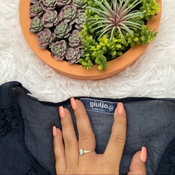 Giulia 100% Silk Italian Navy Blue Lace Blouse Top - Picture 3 of 7